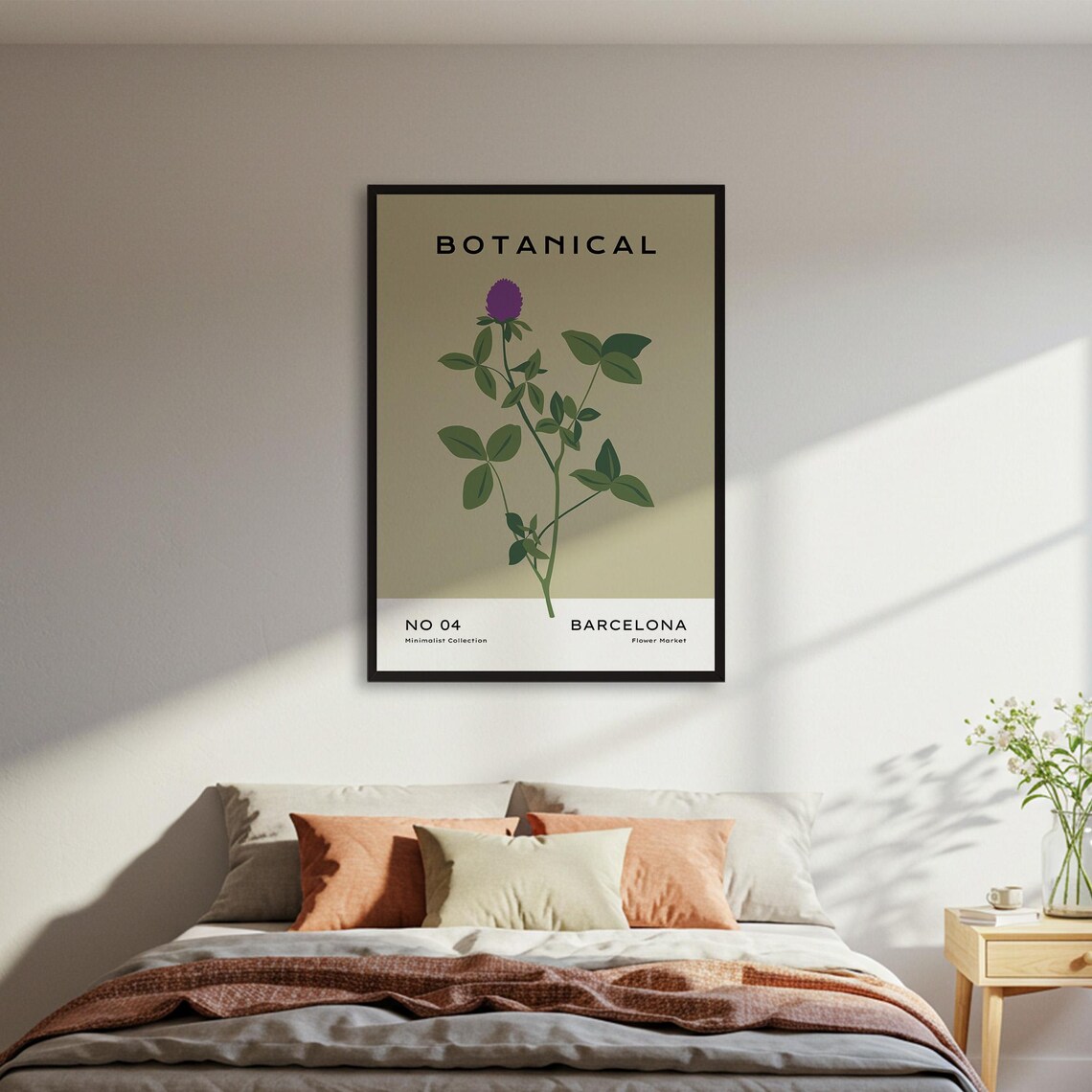 Minimalist Botanical Purple Flower, Simple Floral Art Print