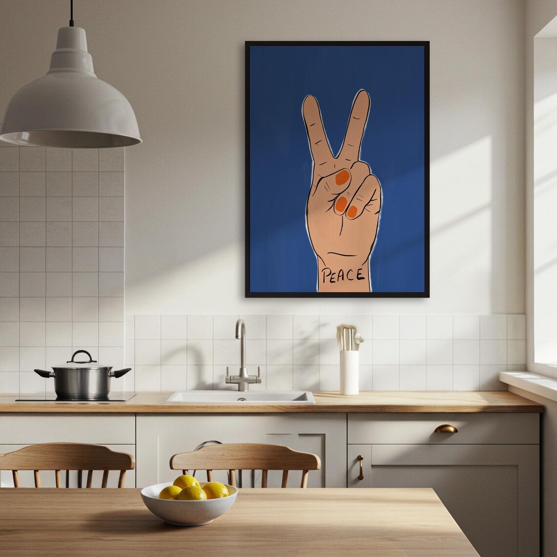 Peace Sign Hand Retro Poster, Hippie Decor - Image 3