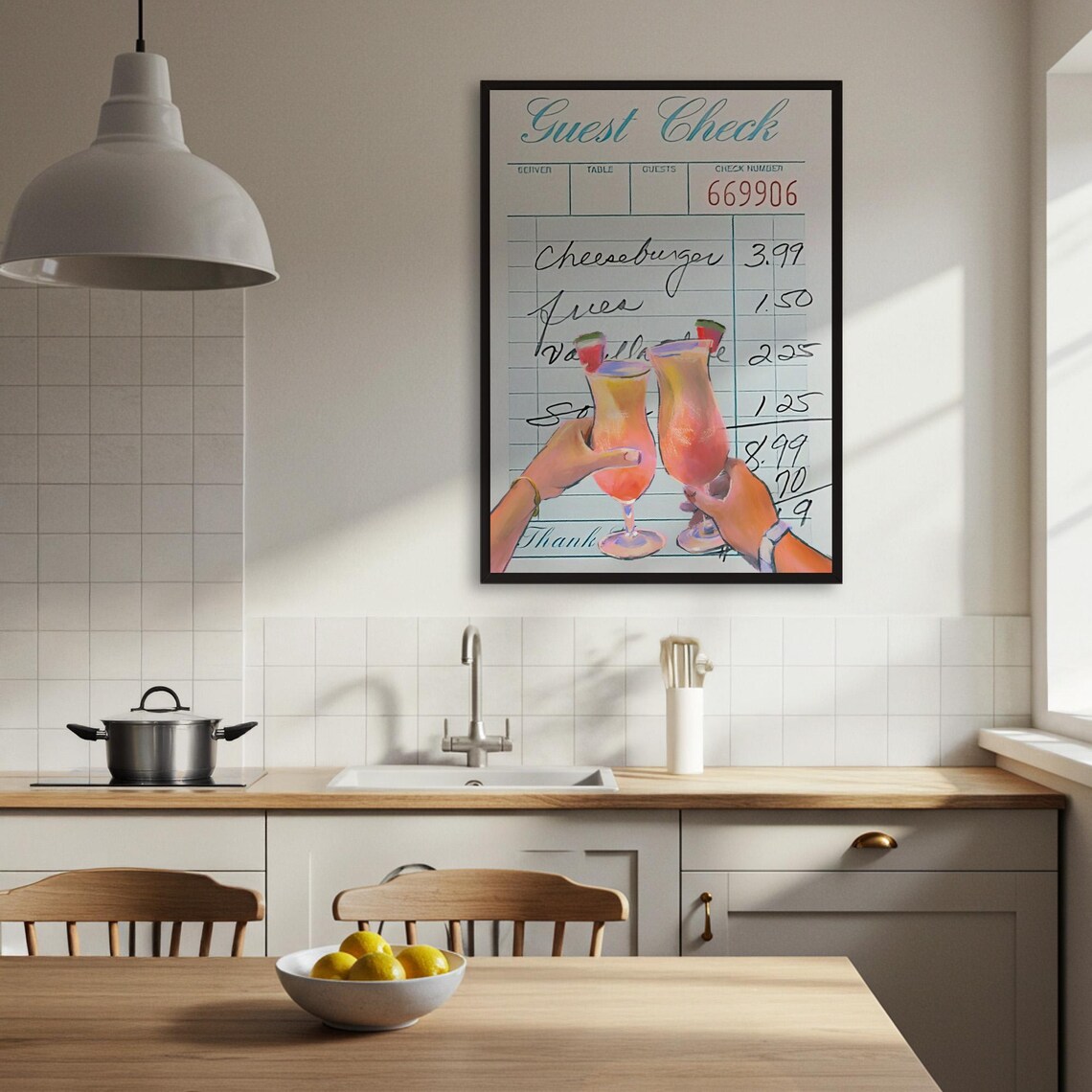 Retro Diner Guest Check, Vintage Cocktail Toast Art Print - Image 3