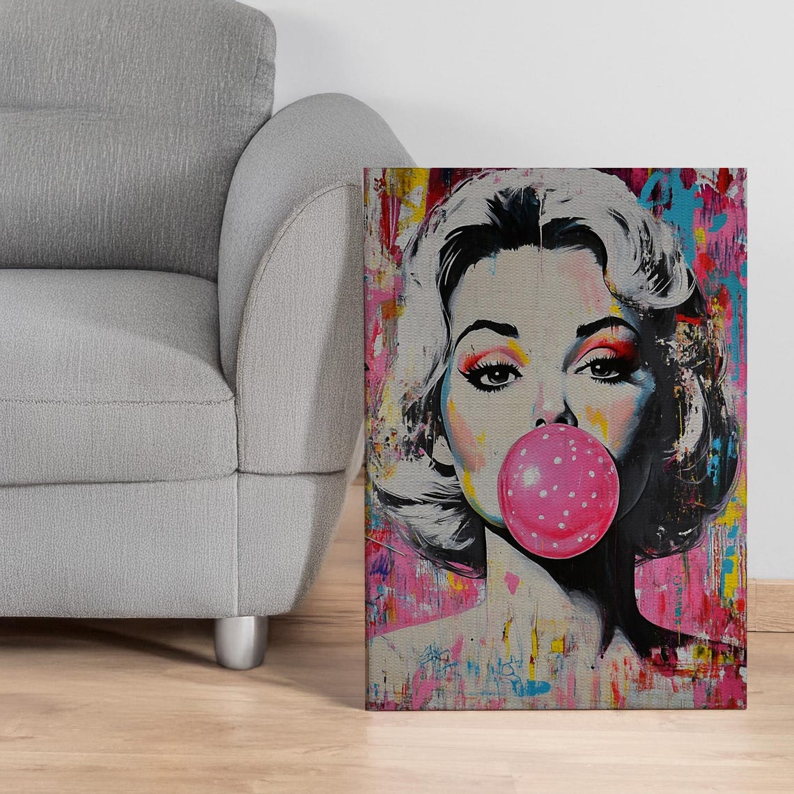 Marilyn Monroe Bubblegum Pop Art Pink Graffiti Celebrity Canvas Print