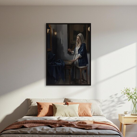 Modern Cubist Style Wall Poster Geometric Portrait Art Print Abstract Woman Face Framed Large Gift For Home