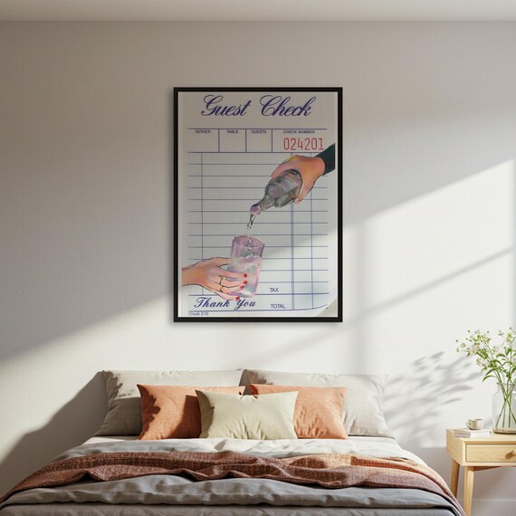 Retro Drink Pour Poster, Vintage Bar Decor