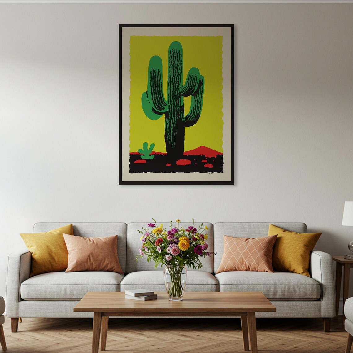 Saguaro Cactus Poster Print, Modern Desert Landscape - Image 4