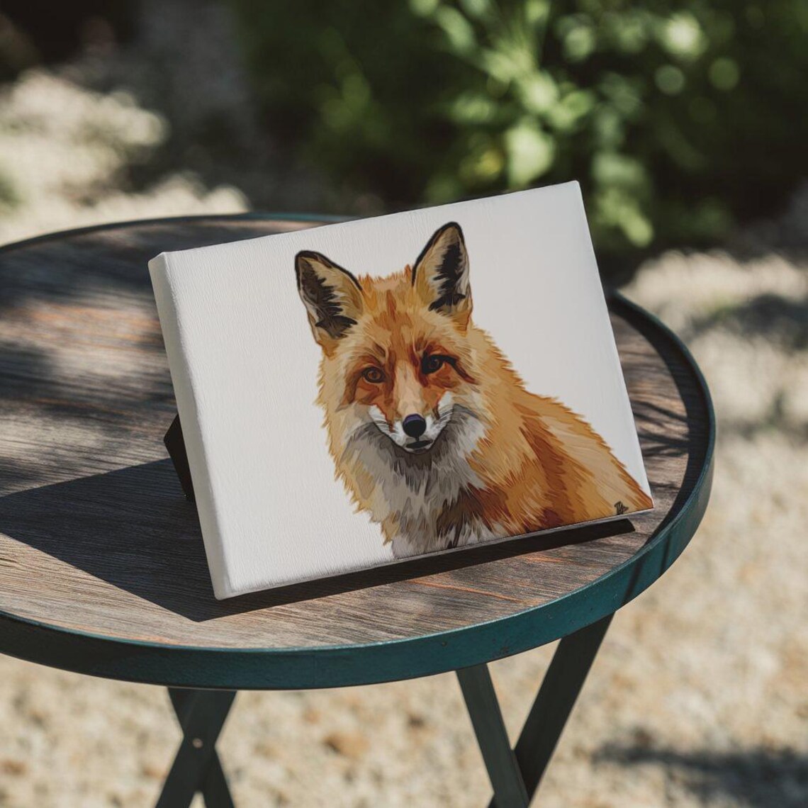 Red Fox Portrait Stylized Woodland Animal Wildlife Canvas Print - Image 2