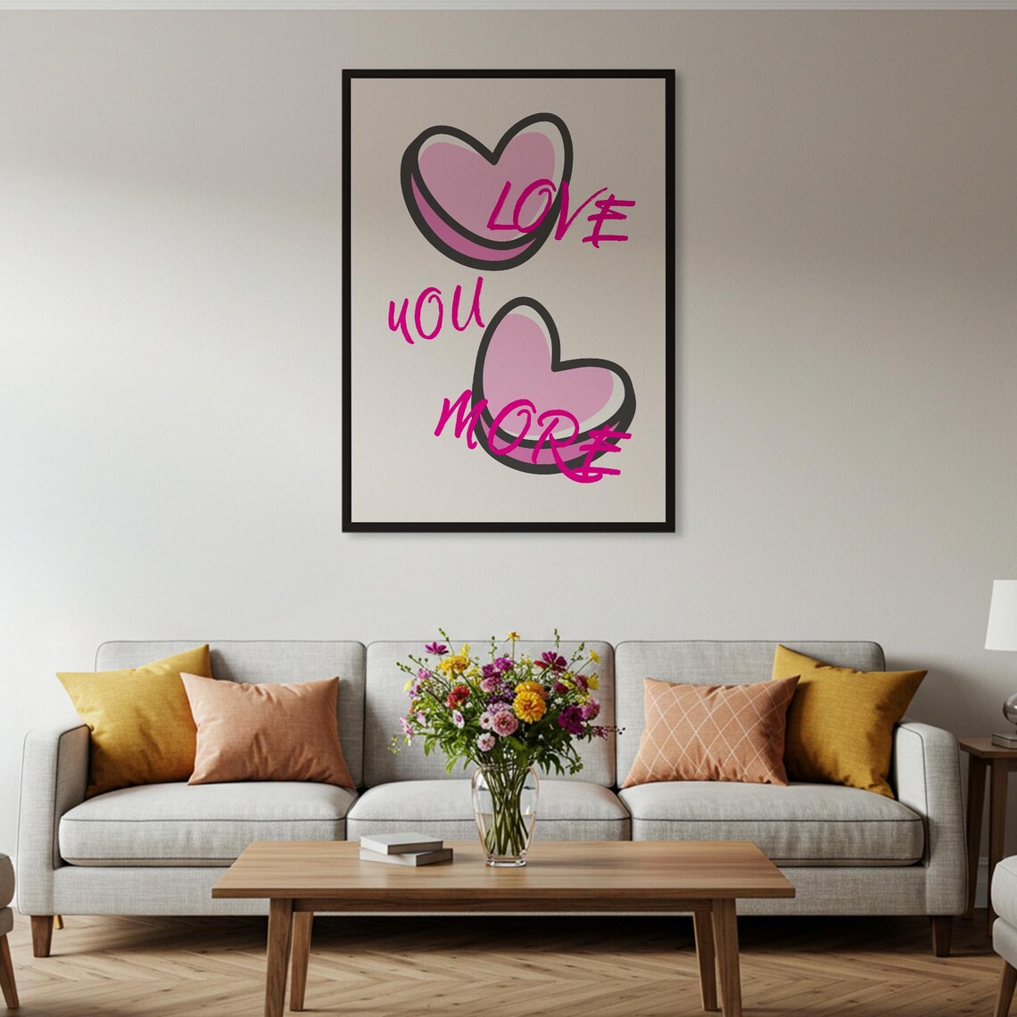Love You More Heart, Minimalist Romantic Poster - Image 4