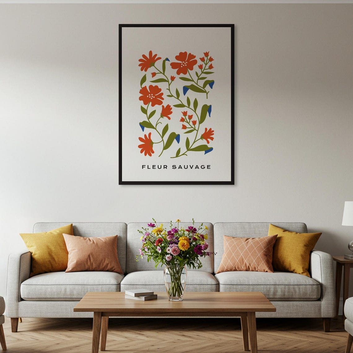 Fleur Sauvage Red Wildflowers Botanical French Floral Poster - Image 2