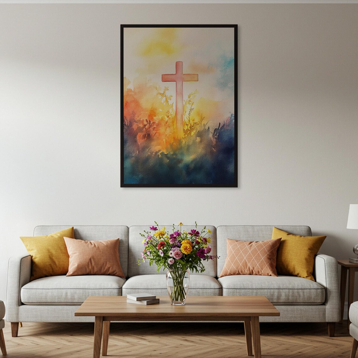 Watercolor Cross Painting, Spiritual Christian Wall Art - Image 4