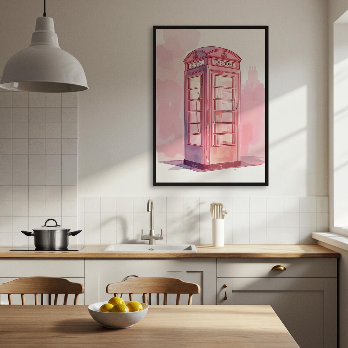 London Telephone Booth Watercolor Travel Poster - Image 3
