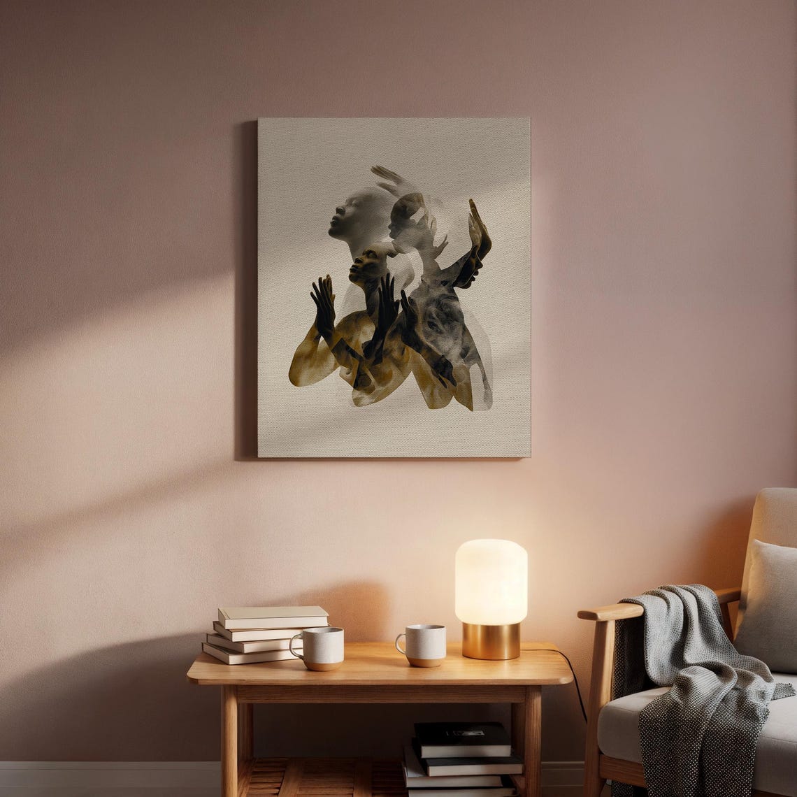 Sepia Abstract Figures Multiple Exposure Human Form Art Poster - Image 5