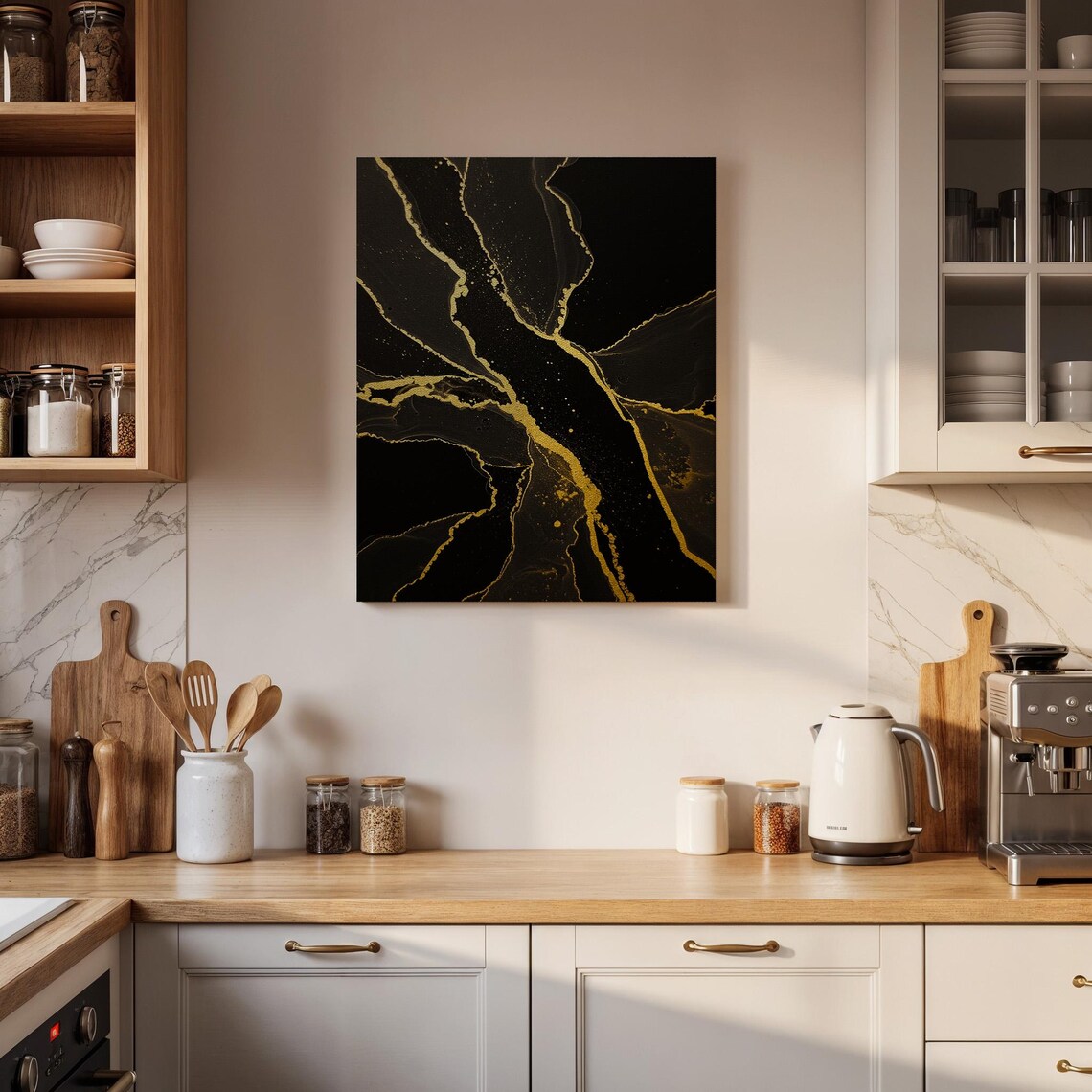 Black Gold Marble Vein Abstract Elegant Luxury Living Room Poster - Image 4