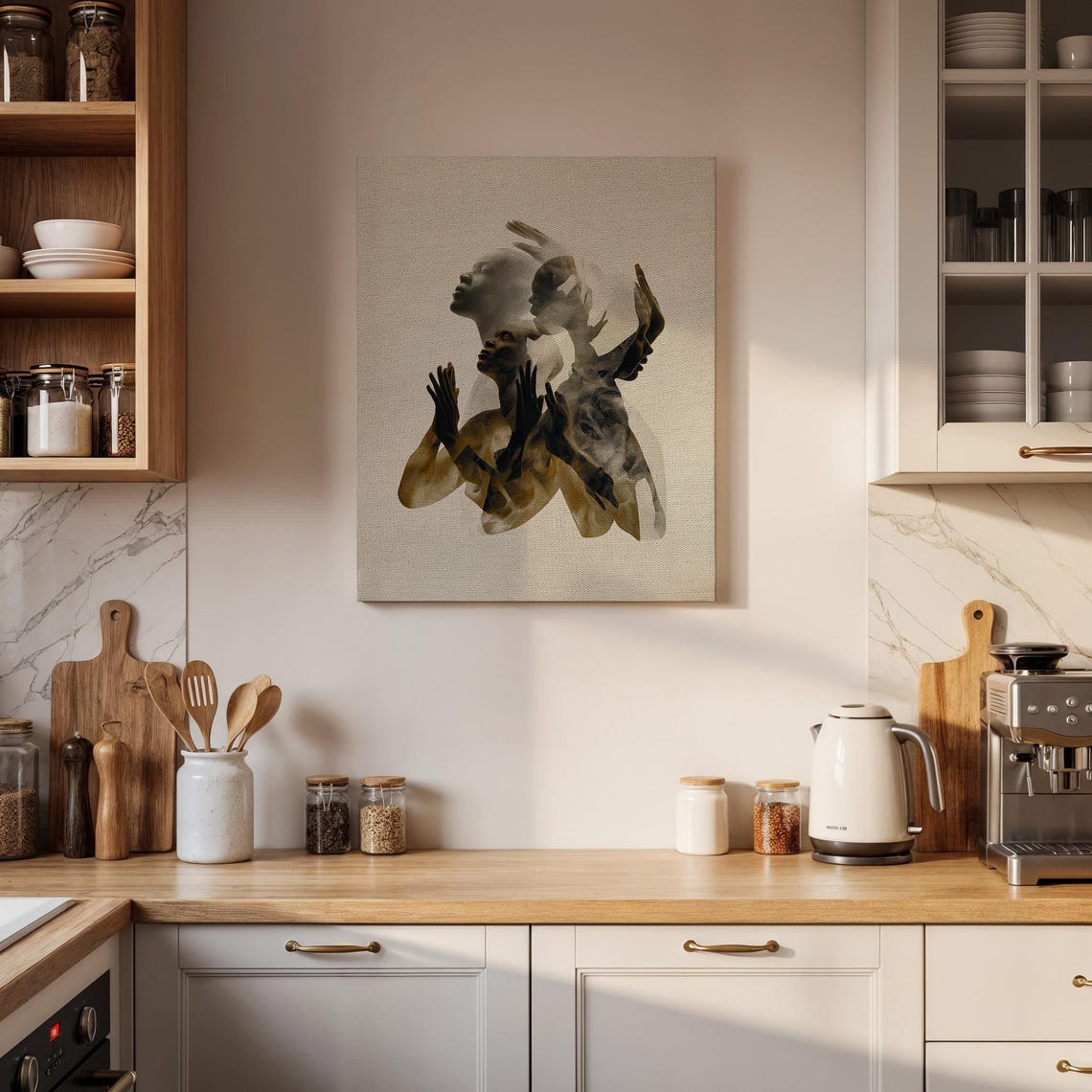 Sepia Abstract Figures Multiple Exposure Human Form Art Poster - Image 4