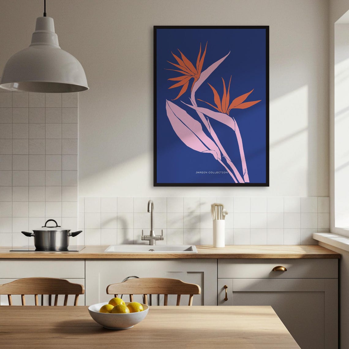 Bird of Paradise Flowers on Navy Blue Botanical Jardin Art Poster - Image 4