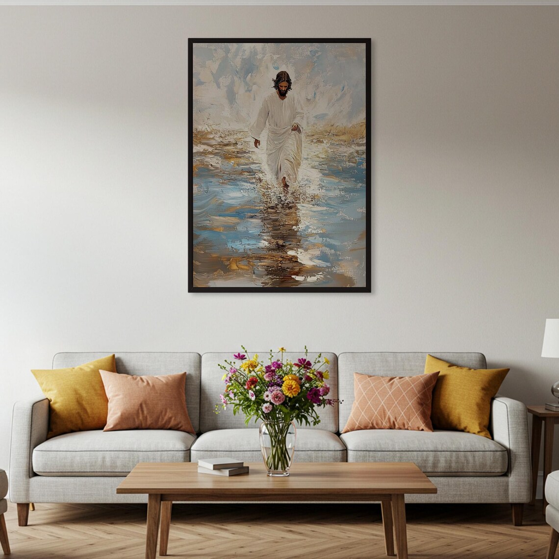 Jesus Walking On Water, Spiritual Faith Painting - Image 4