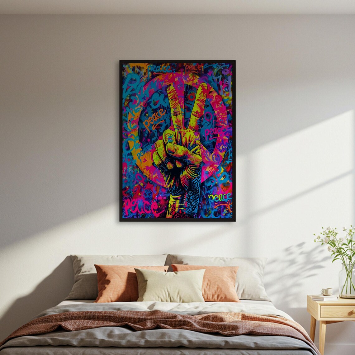 Peace Sign Graffiti, Urban Street Art Poster