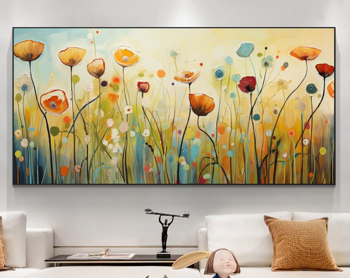 Abstract Poppy Flower Oil Painting, Custom Art Print