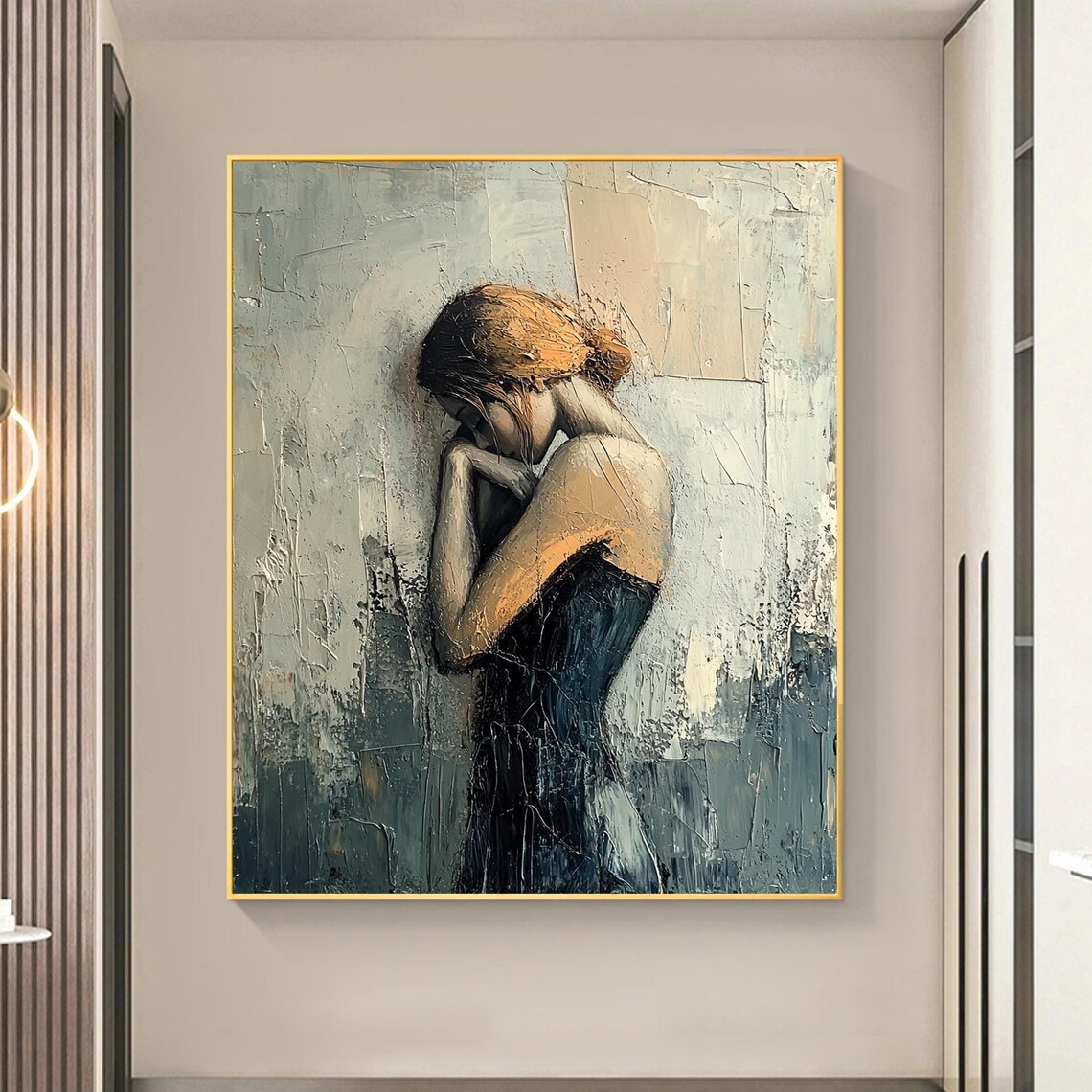 Blonde Girl Abstract Oil-Painting Portrait Art Print