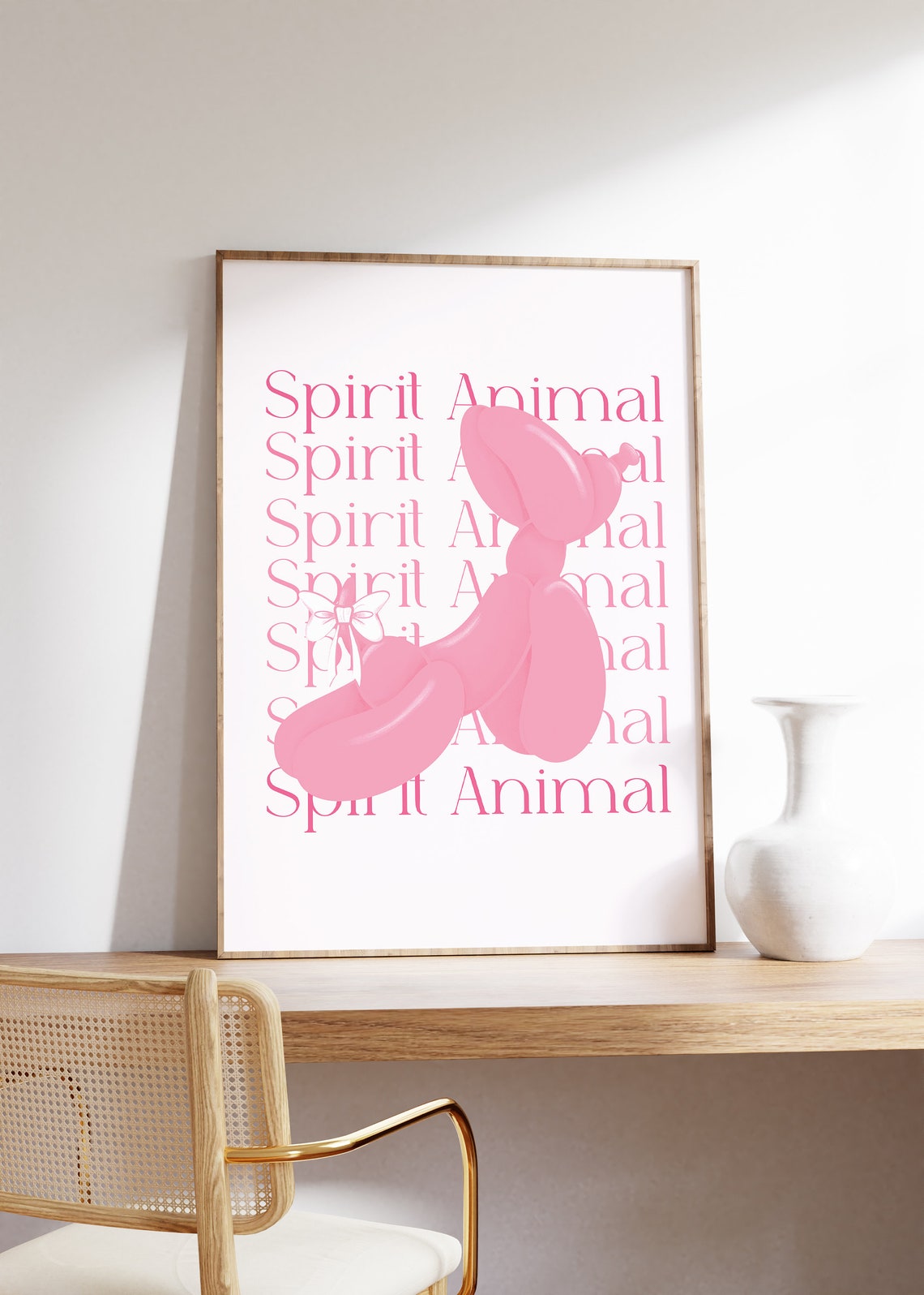 Glossy Pink Balloon Dog Spirit Animal Coquette Pop Art Poster - Image 3