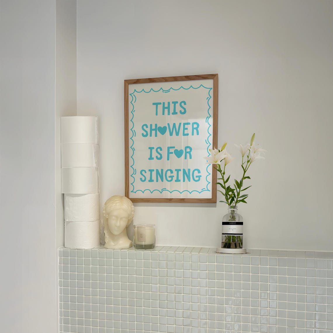 This Shower Is for Singing Turquoise Funny Bathroom Quote Poster - Image 3