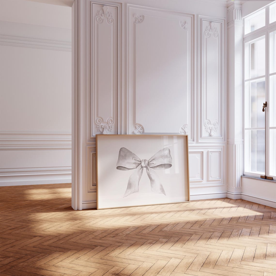 White Satin Ribbon Bow Watercolor Balletcore Room Decor Poster - Image 2