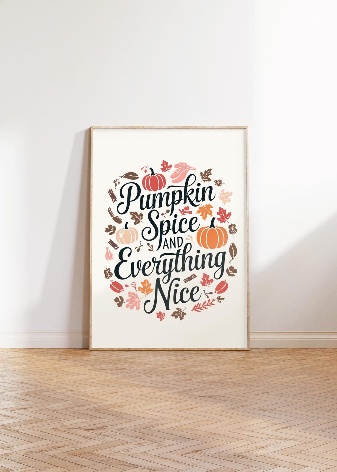 Pumpkin Spice and Everything Nice Autumn Leaves Wreath Quote Poster - Image 5