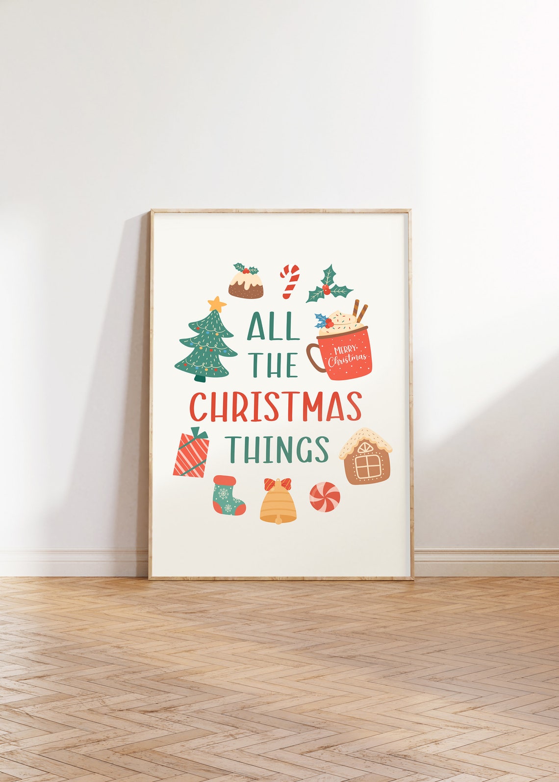 All the Christmas Things Retro Flat Illustration Holiday Art Poster - Image 3