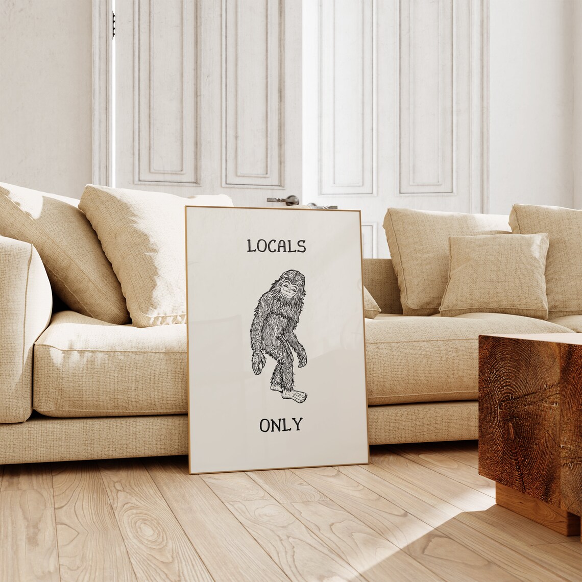 Locals Only Funny Bigfoot Sasquatch Minimalist Cabin Art Poster - Image 5
