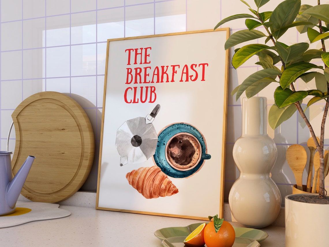 The Breakfast Club Coffee and Croissant Kitchen Illustration Poster - Image 5