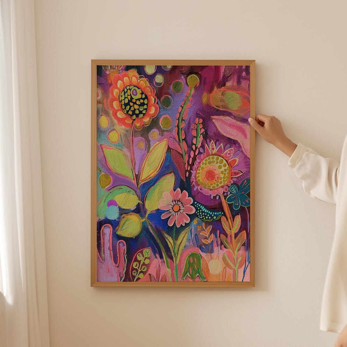 Dopamine Colors Abstract Flowers Maximalist Bright Floral Poster - Image 4