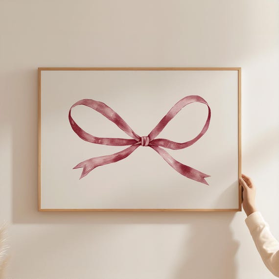 Bow Nursery Art Print, Preppy Girly Watercolor
