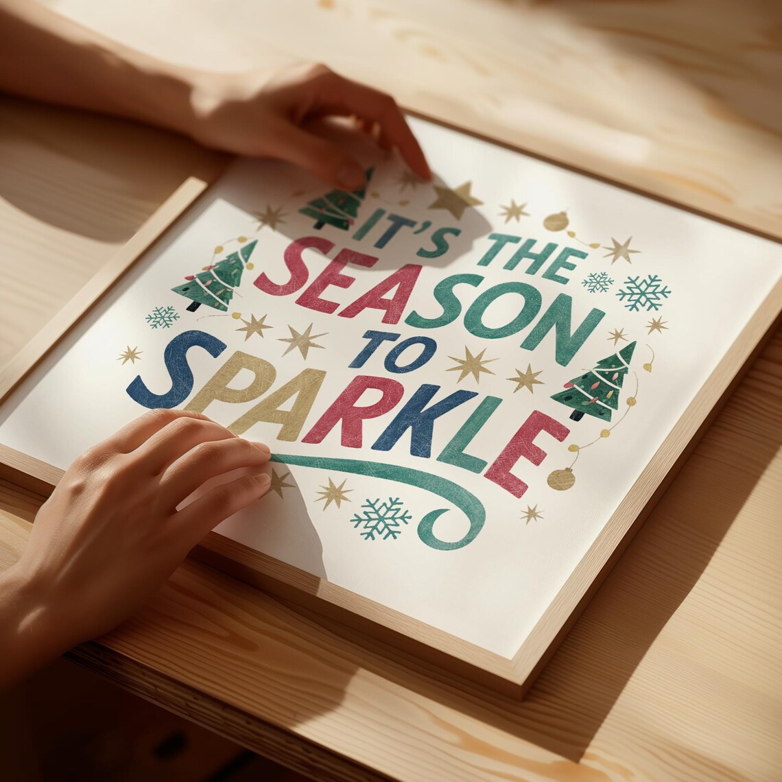 It's the Season to Sparkle Colorful Retro Christmas Typography Poster - Image 2