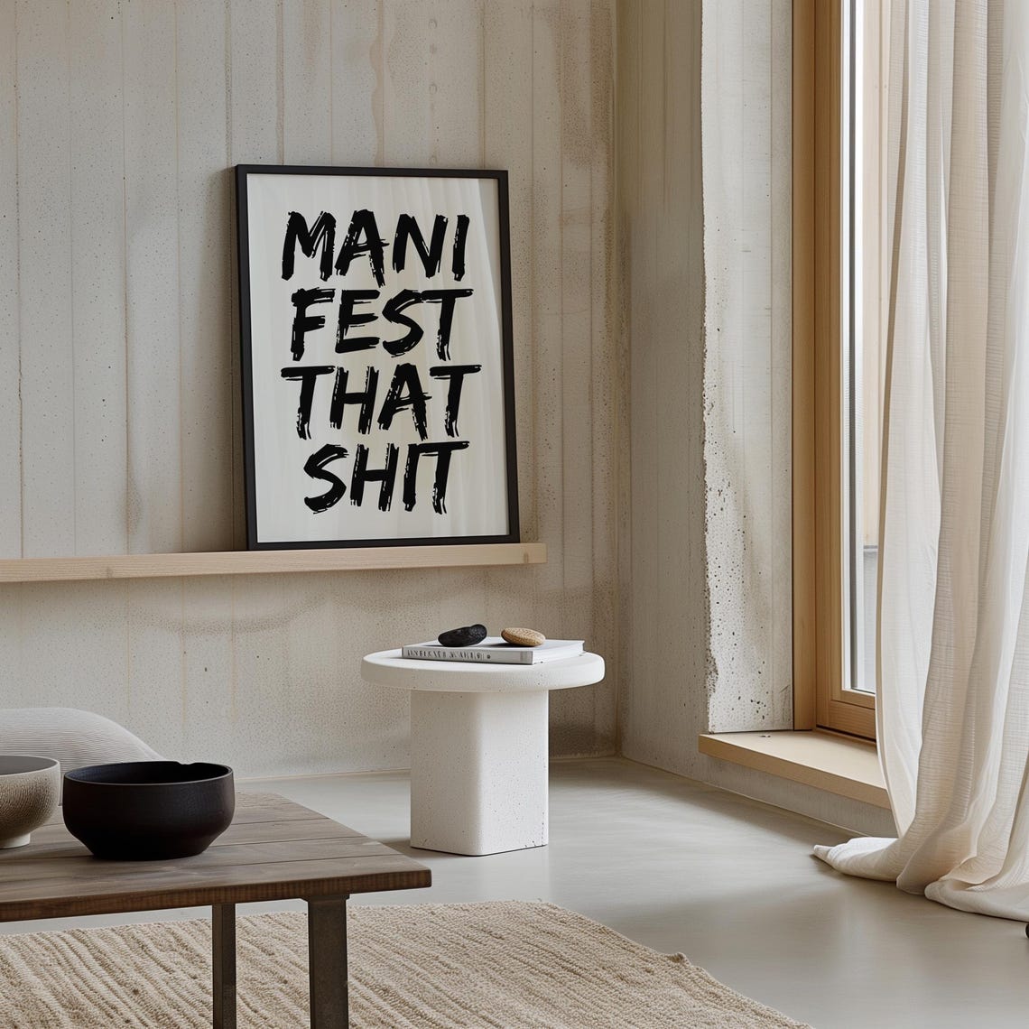 Manifest That Shit Bold Black Brushstroke Quote Typography Poster - Image 3