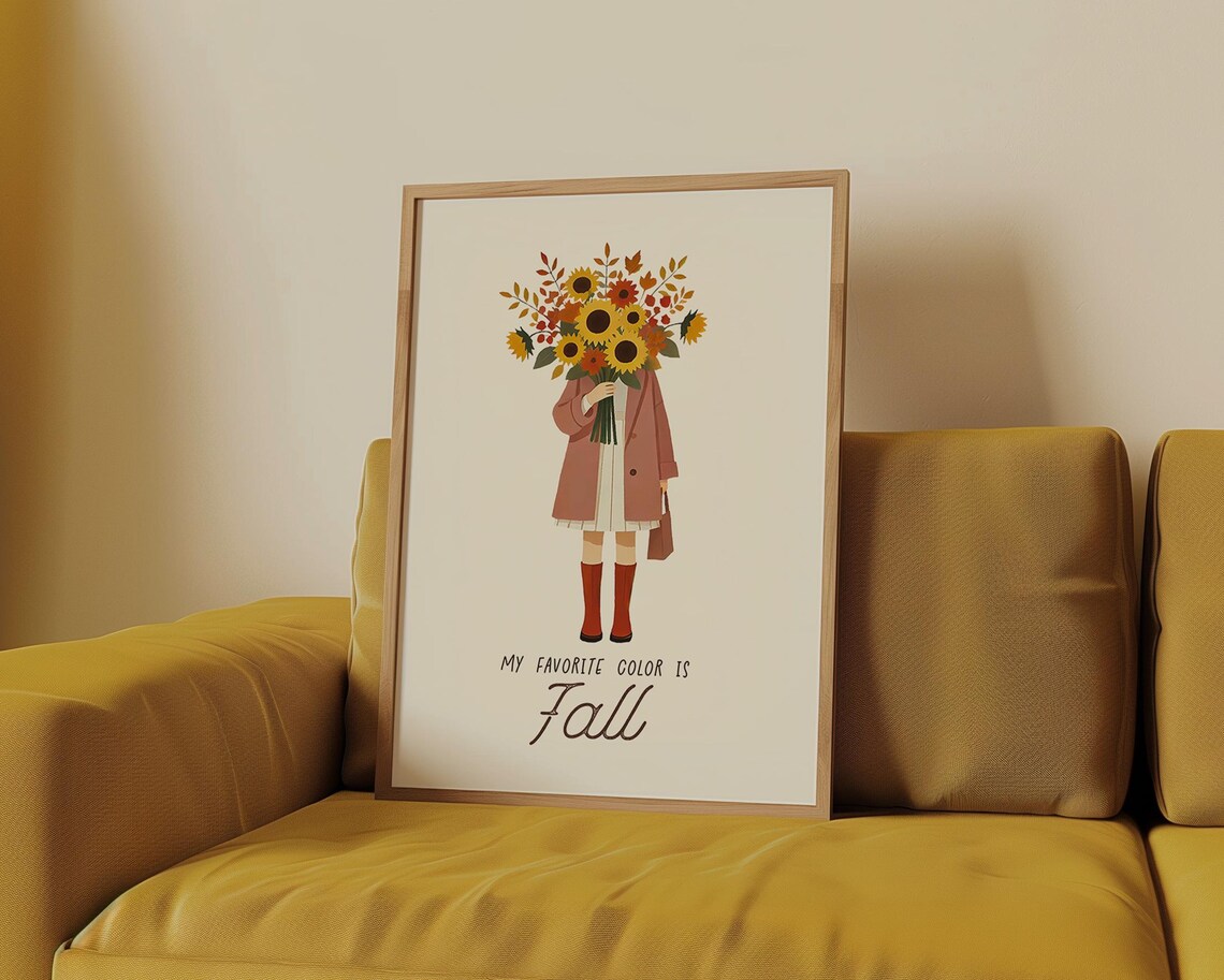 My Favorite Color Is Fall Woman Sunflower Bouquet Art Poster - Image 3