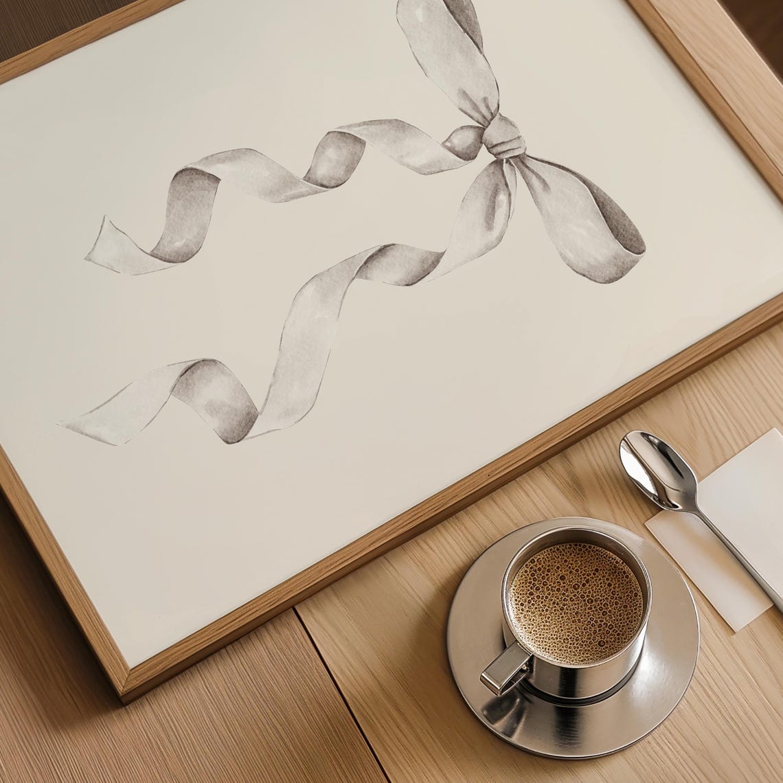 White Ribbon Watercolor Bow Coquette Balletcore Room Decor Poster - Image 4