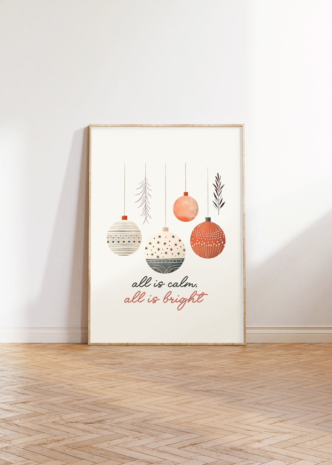 All Is Calm All Is Bright Hanging Boho Baubles Holiday Art Poster - Image 3