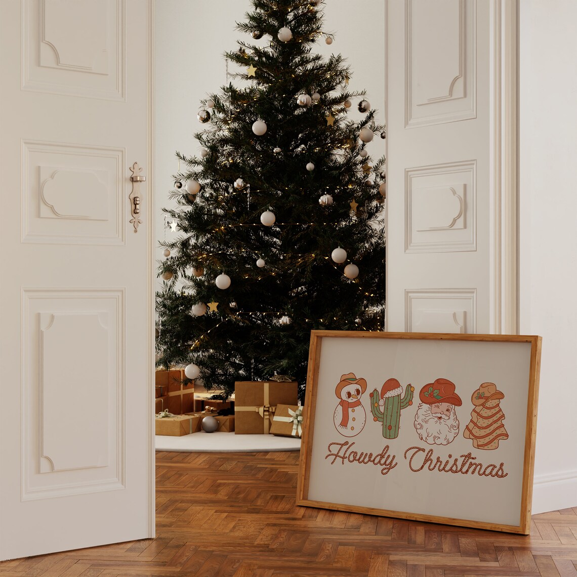 Howdy Christmas Print Cowboy Christmas Ornaments Country Christmas Merry Howdy Christmas Retro Christmas Print Western Christmas Art - Image 5