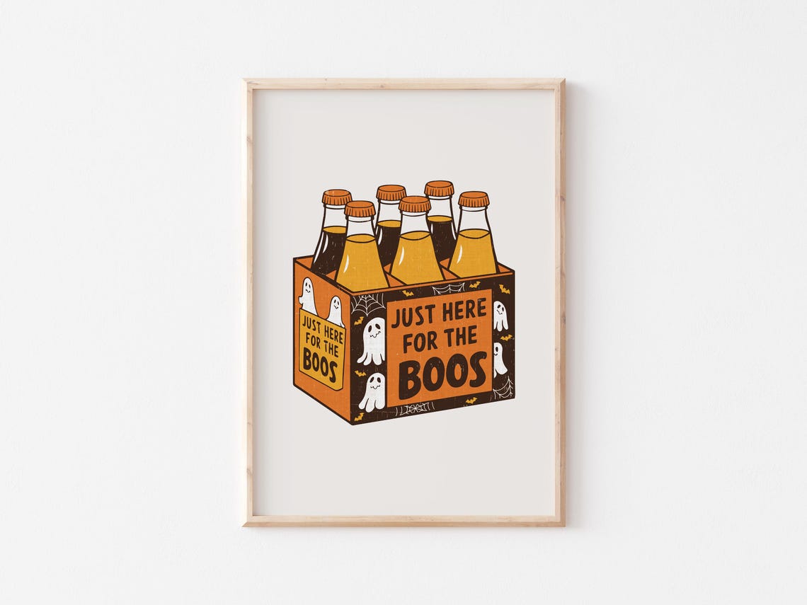 Just Here For The Boos Ghost Beer Six Pack Funny Halloween Poster - Image 4
