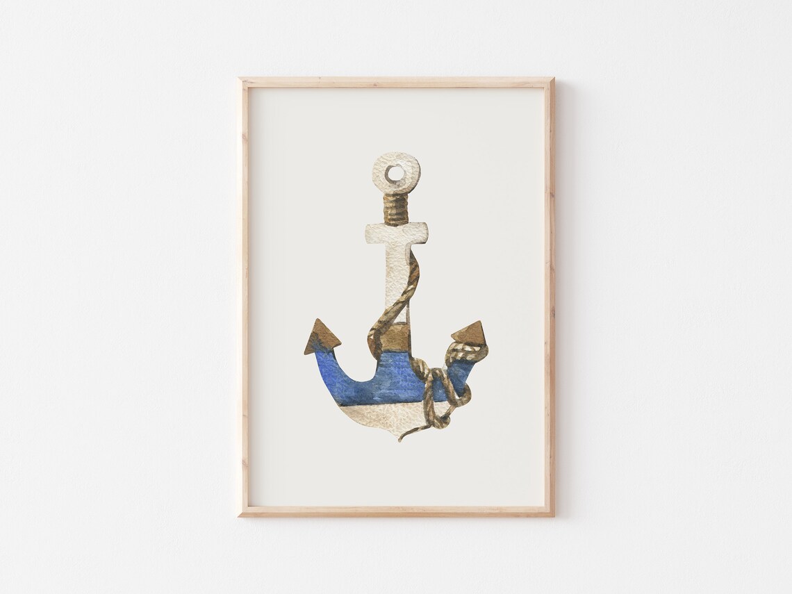 Watercolor Anchor Poster Print, Nautical Nursery Decor - Image 4