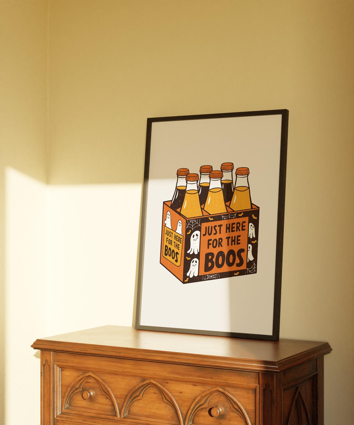 Just Here For The Boos Ghost Beer Six Pack Funny Halloween Poster - Image 2