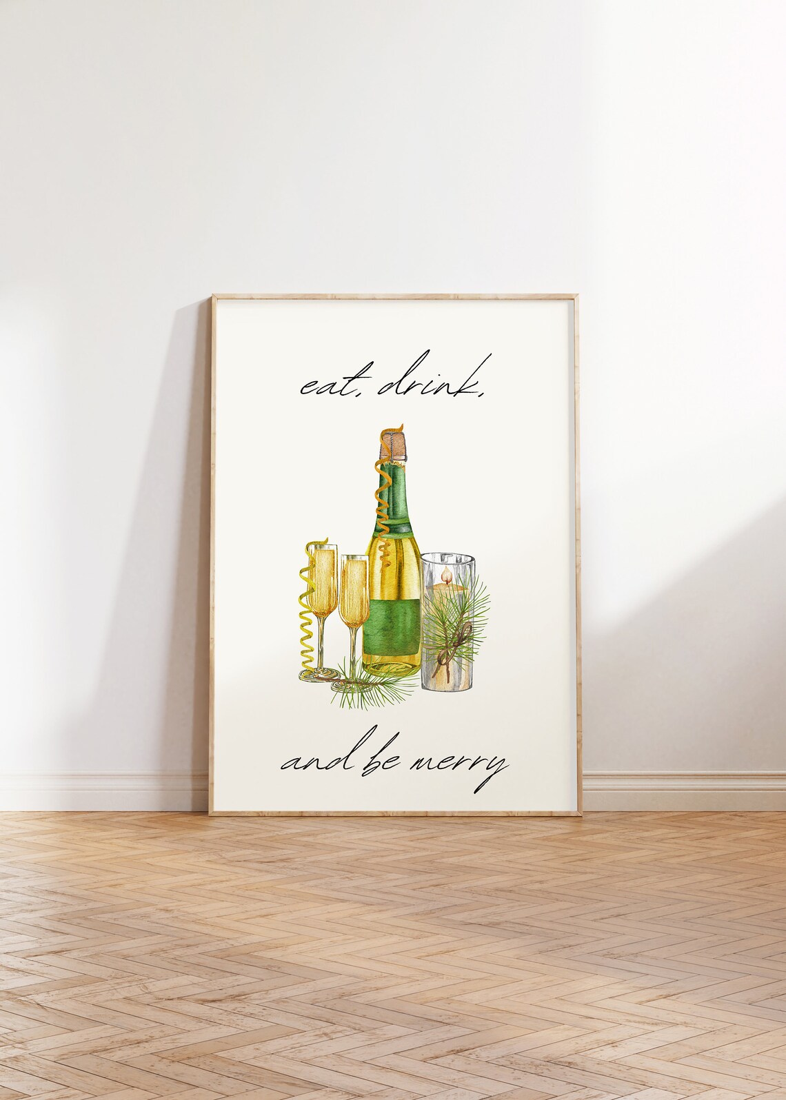 Eat Drink and Be Merry Champagne Candle Holiday Toast Wall Art - Image 4