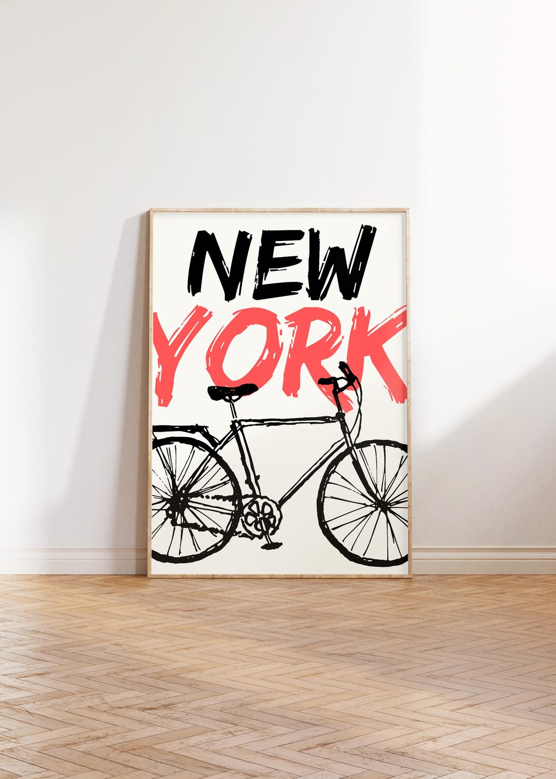 New York City Bicycle Brush Lettering Sketch Typography Poster - Image 5