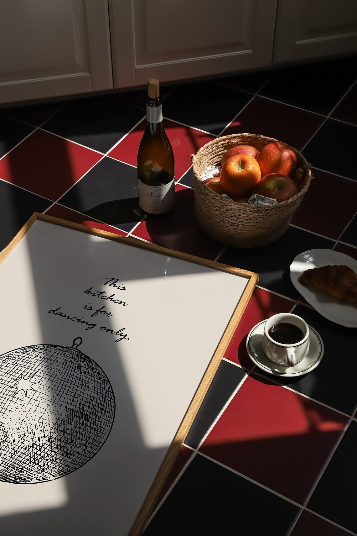 This Kitchen Is For Dancing Only Disco Ball Line Art Quote Poster - Image 4