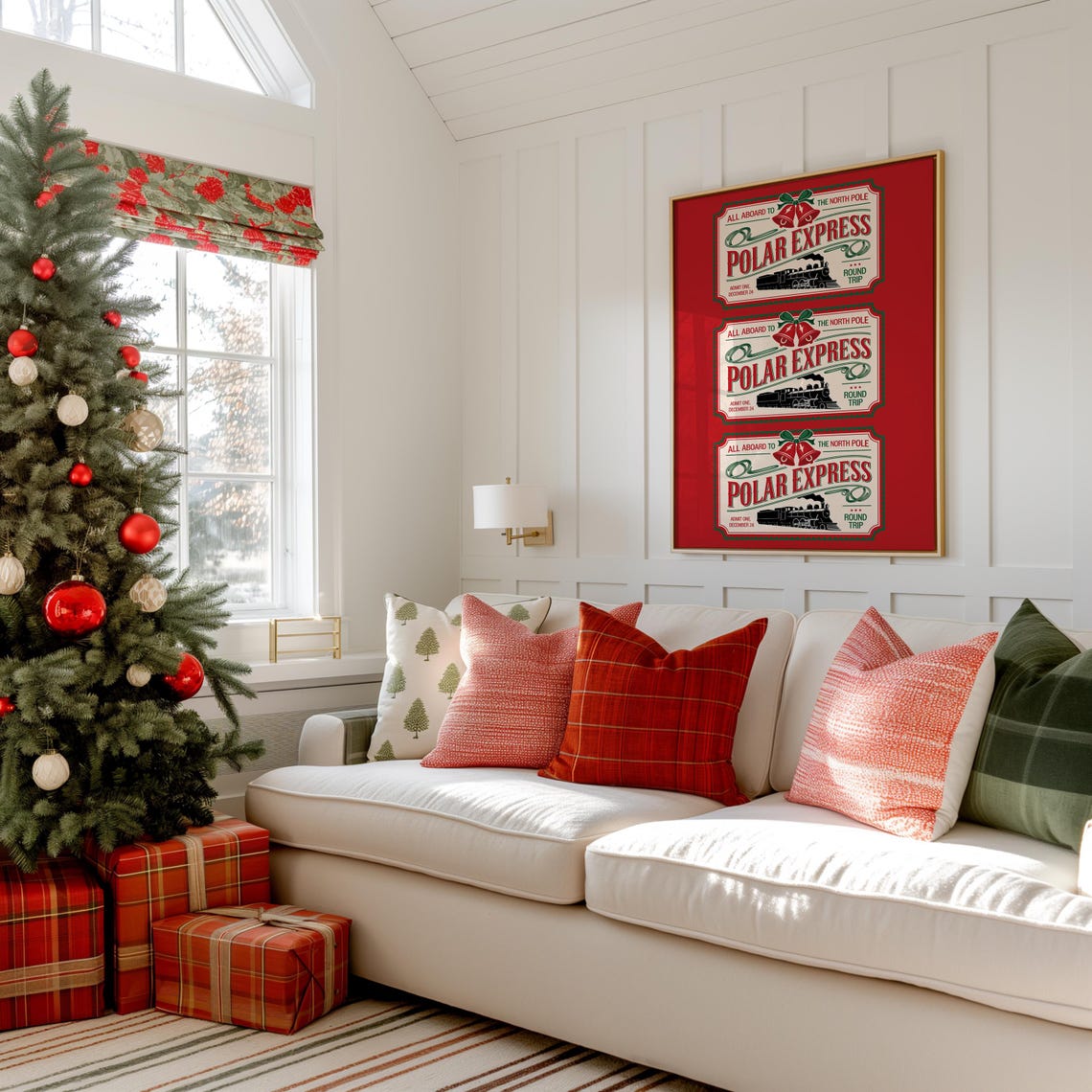 Polar Express North Pole Triple Ticket Red Christmas Holiday Poster - Image 3