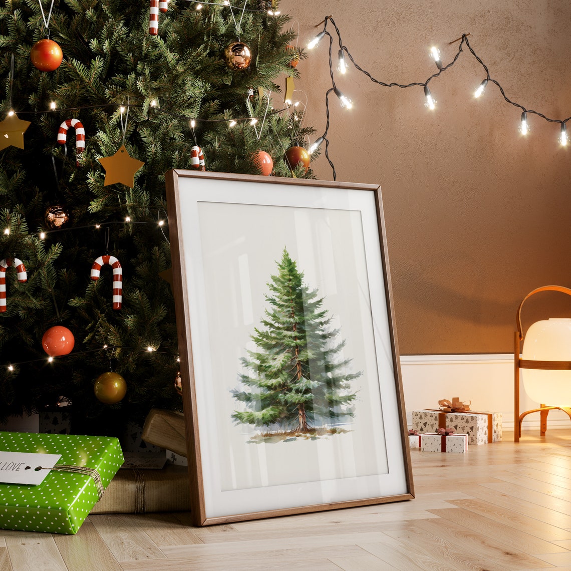 Tall Watercolor Pine Tree Minimalist Evergreen Holiday Poster - Image 5
