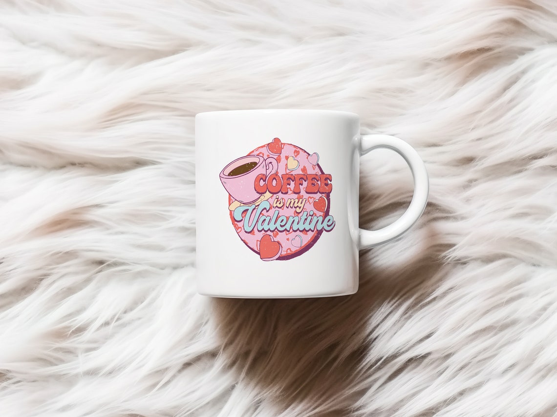 Coffee Is My Valentine Retro Coffee Cup Quote Valentine Art Poster - Image 2