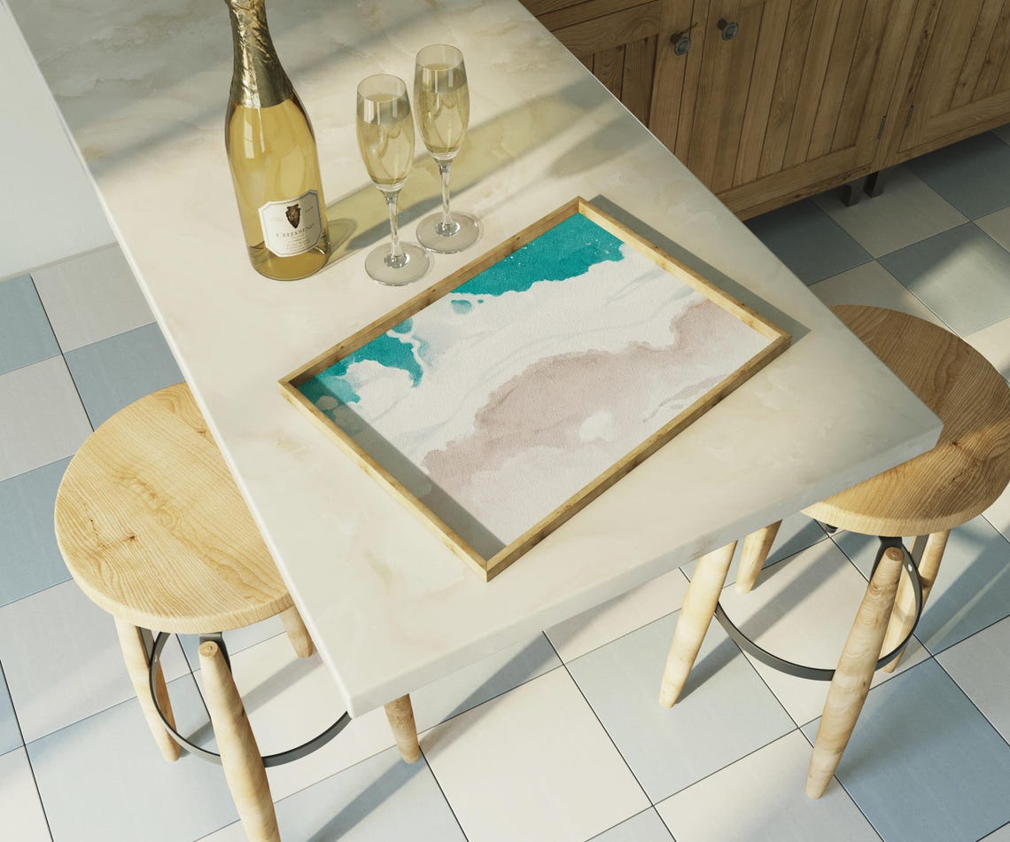 Turquoise Water And Soft White Foam On Beige Sandy Shore Print - Image 3