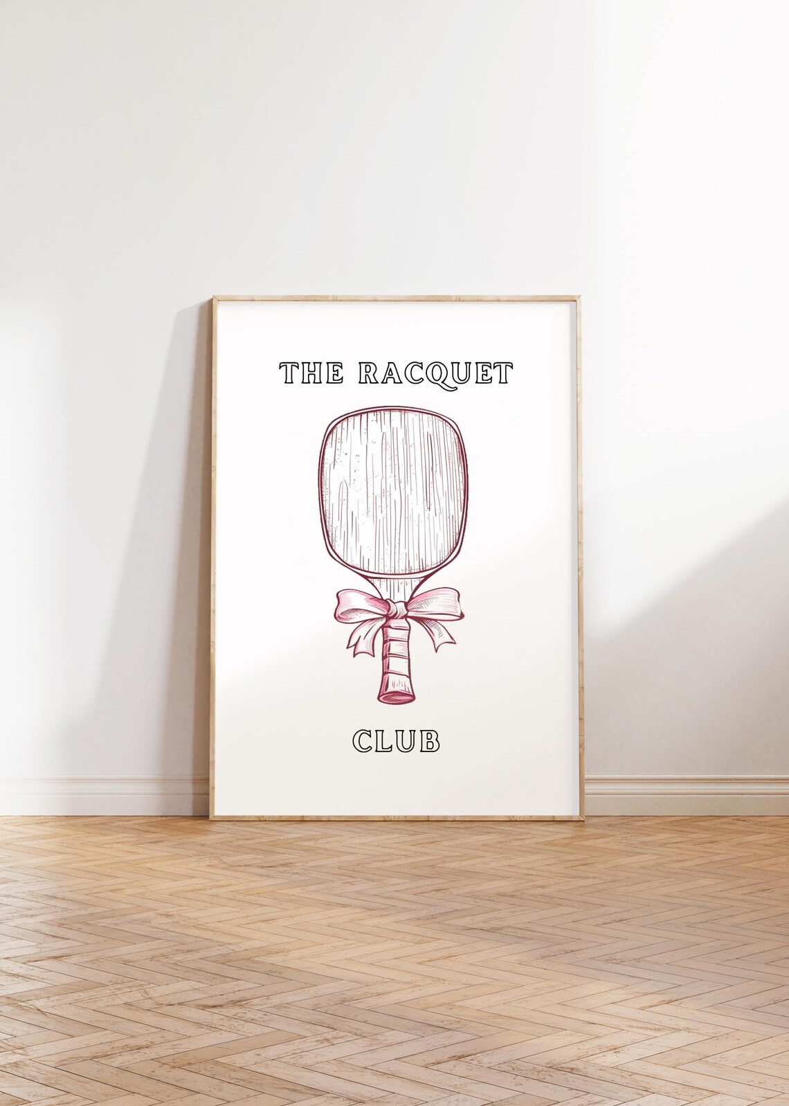The Racquet Club Pink Pickleball Paddle With Bow Girly Sports Poster - Image 2