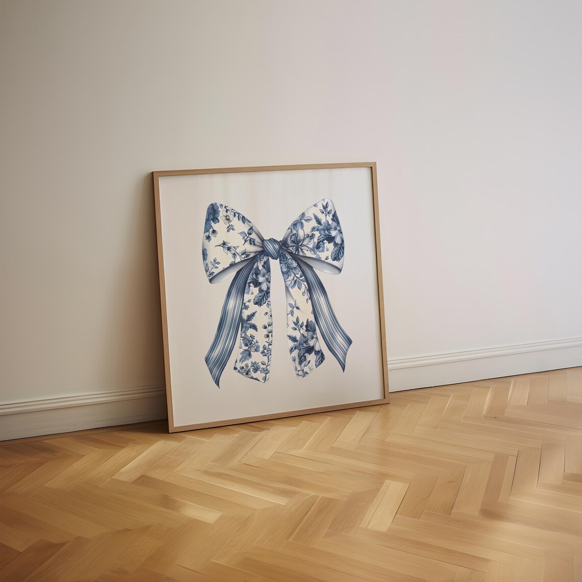 Blue Bow Coquette Chinoiserie Nursery Art Print - Image 3