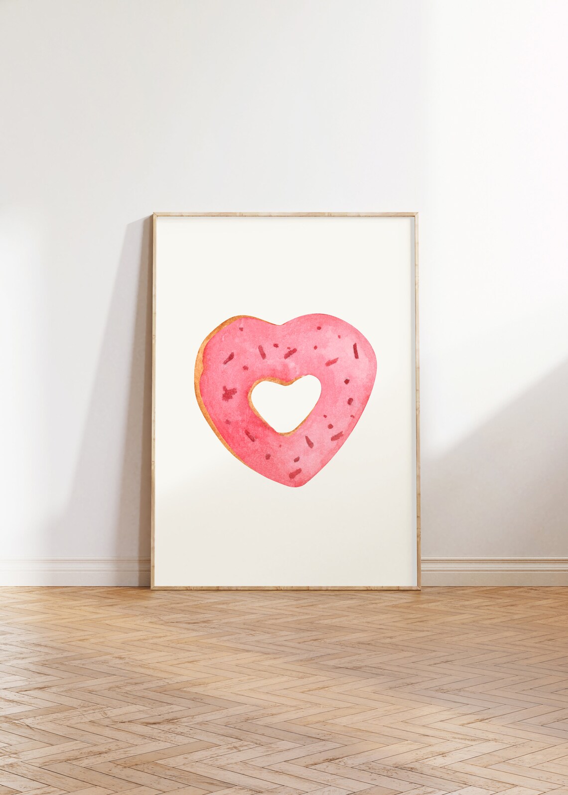 Pink Heart Shaped Donut Watercolor Valentine Treat Dessert Poster - Image 4