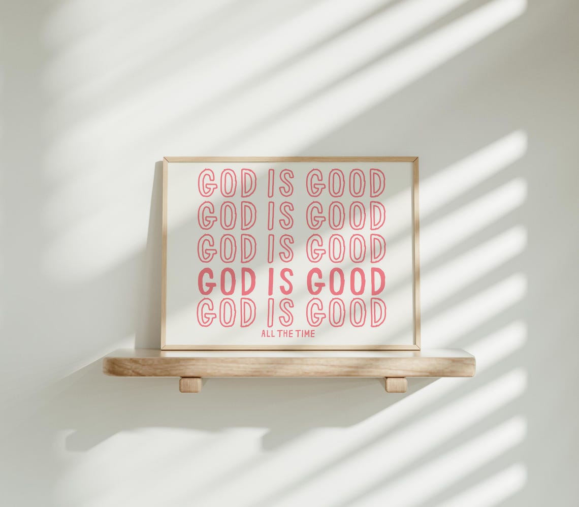 God Is Good All The Time Pink Retro Christian Faith Verse Poster - Image 2