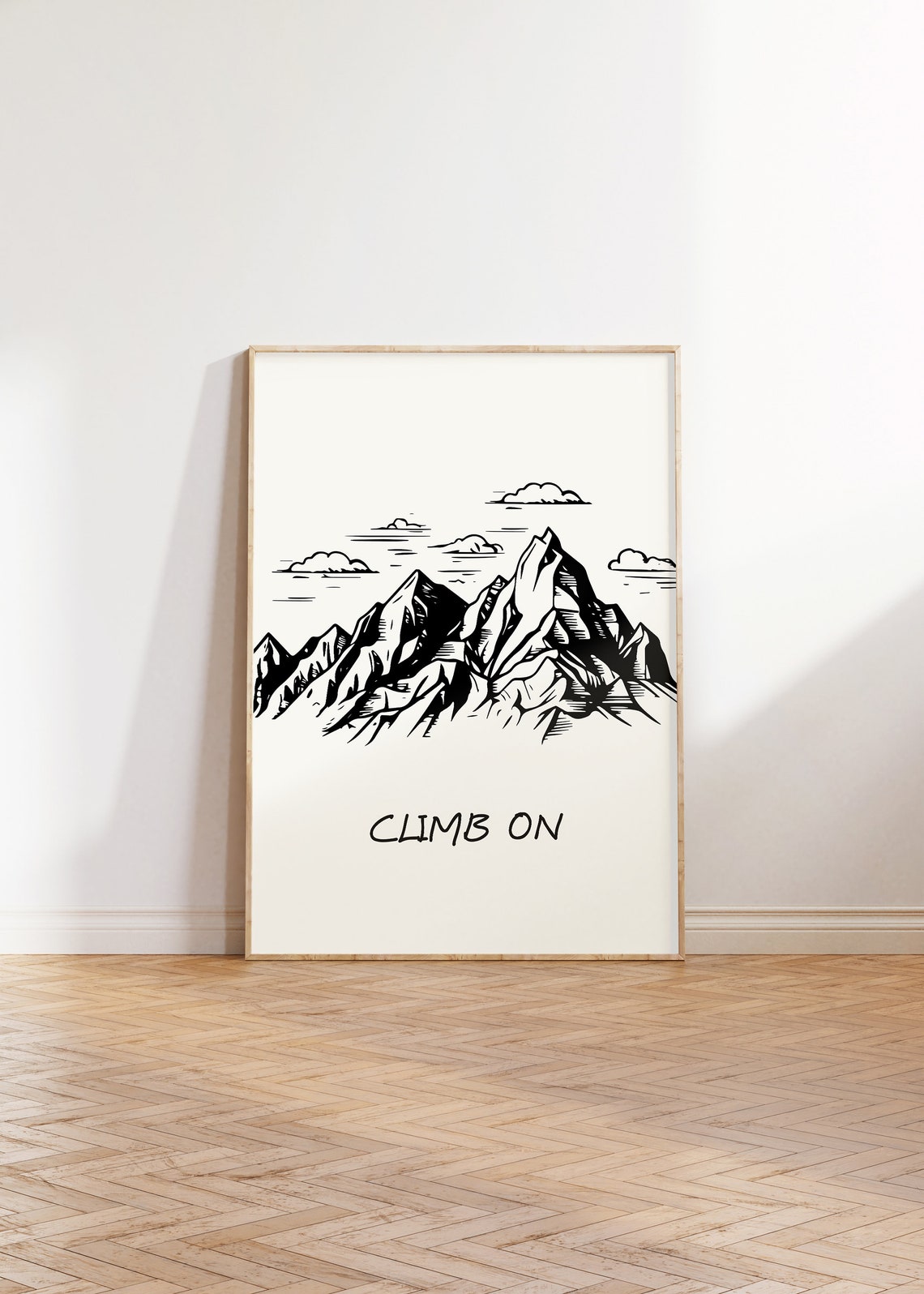 Climb On Mountain Peak Black Line Art Gift For Climbers Poster - Image 5